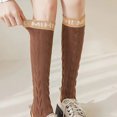 Letter Print Calf Socks Knee High Stockings