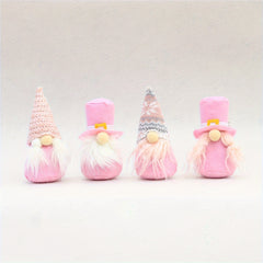 4pcs Pink Christmas Pendant Faceless Dolls Knitted Wool Forest Man Figure