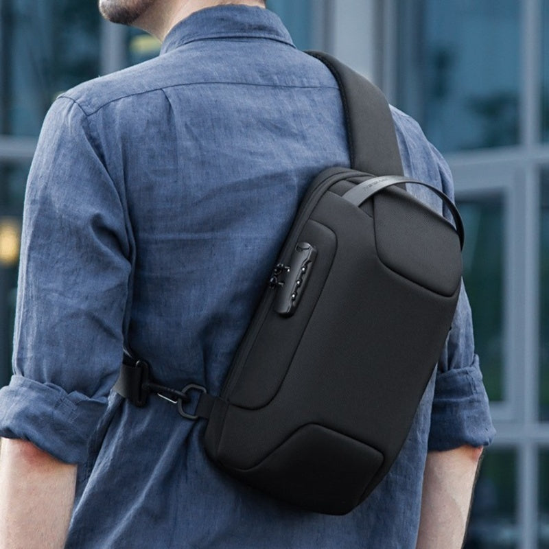 Waterproof Crossbody Bag with Password Lock and Anti-Theft Sling Strap