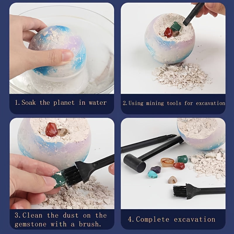 Planet Archaeological Excavation Toy - Digging Gem Treasure Box