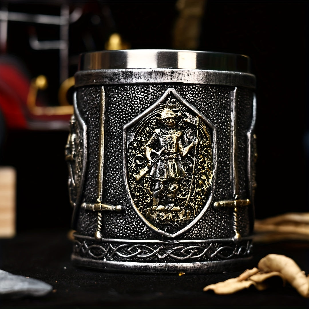 Medieval Warrior Stainless Steel Mug Castle Armor Insulated Coffee Cup