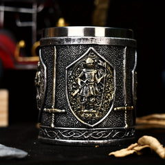 Medieval Warrior Stainless Steel Mug Castle Armor Insulated Coffee Cup