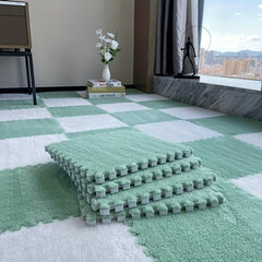 10pcs Plush Puzzle Foam Floor Mat Seat Mat Square Interlocking Carpet