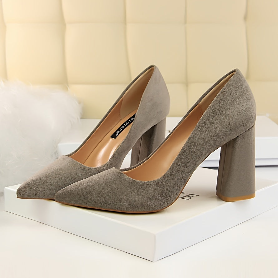 Women's Chunky High Heels Slip On Pumps