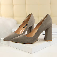 Women's Chunky High Heels Slip On Pumps