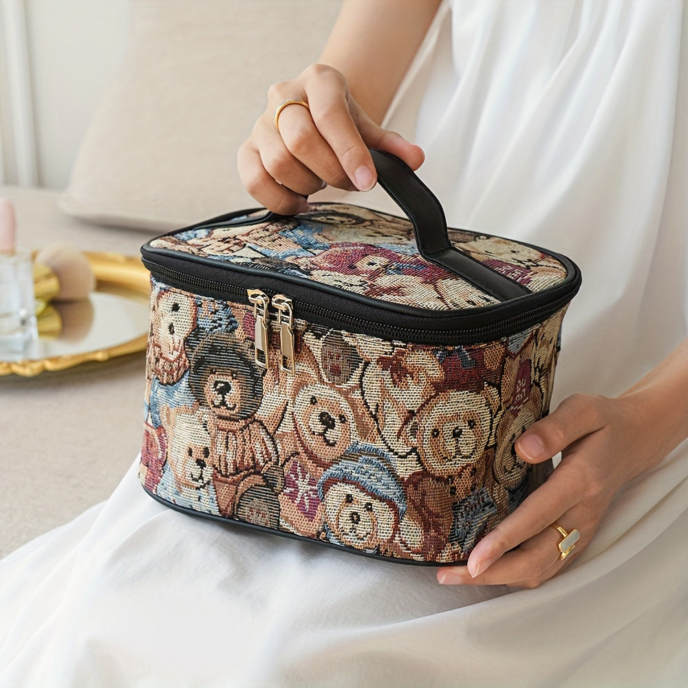 Bears Pattern Makeup Organizer Bag Portable Cosmetic Brush Storage Bag