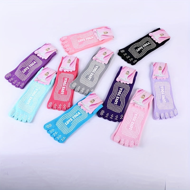 Five Toe Split Non Slip Silicone Grip Socks Yoga Workout Fitness