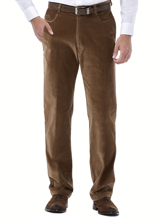 Men's Corduroy Flared Trousers Vintage Style Casual Business Pants