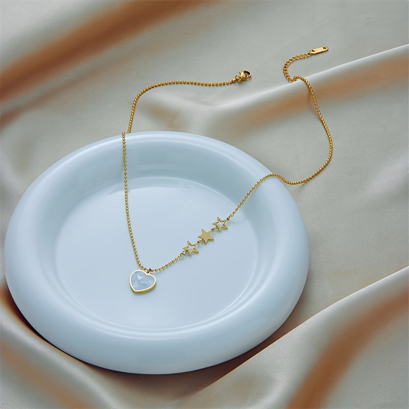 Stainless Steel Necklace Star Heart Pendant