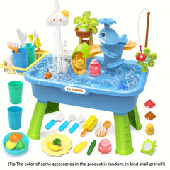 Summer Water Play Fishing Toy Set with Tableware Accessories Beach Toy