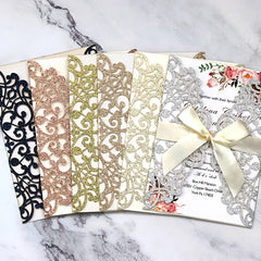 10pcs Laser Cut Invitation Cards for Weddings Birthdays Events Vintage Postcards