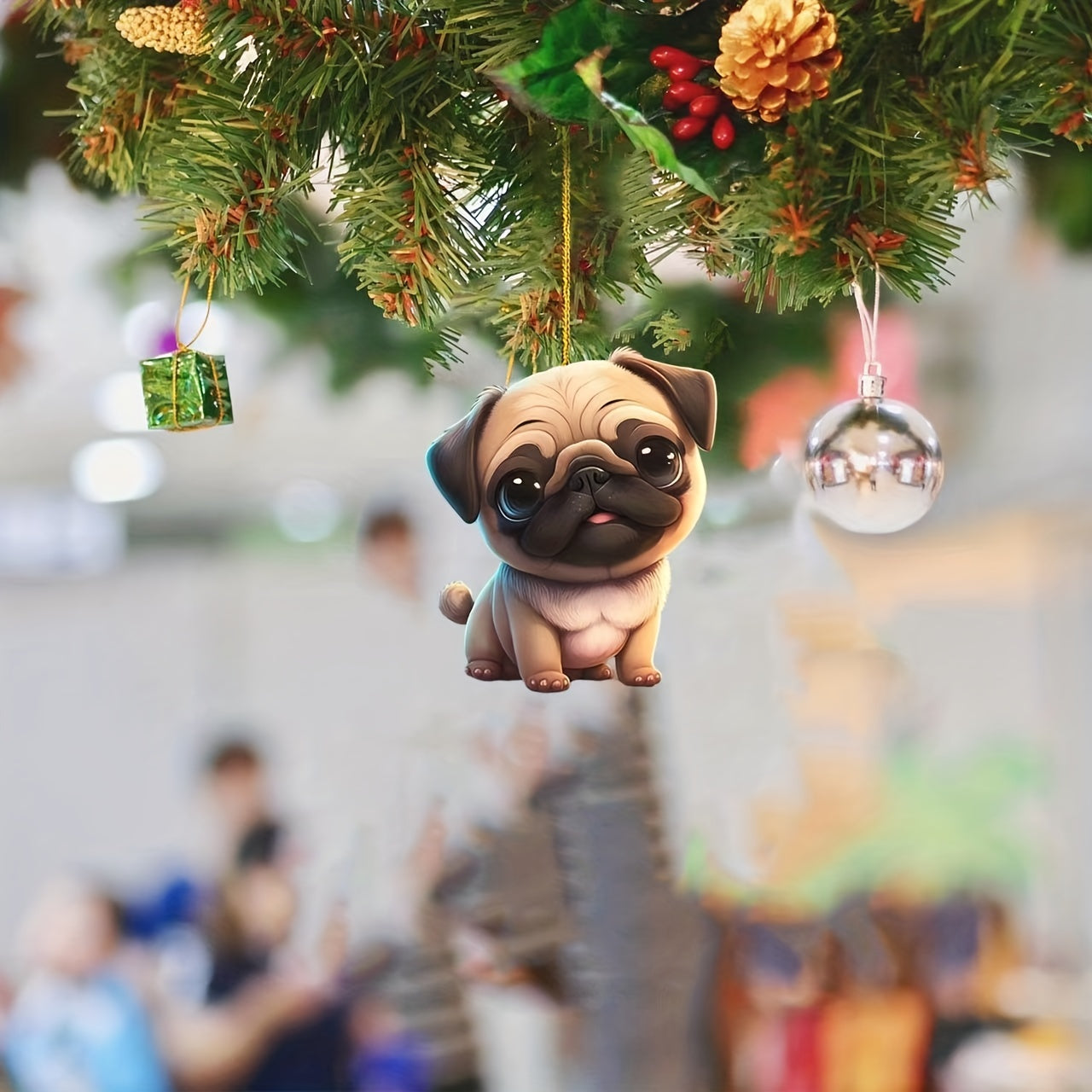 2D Acrylic Puppy Car Pendant Christmas Tree Decoration Backpack Pendant