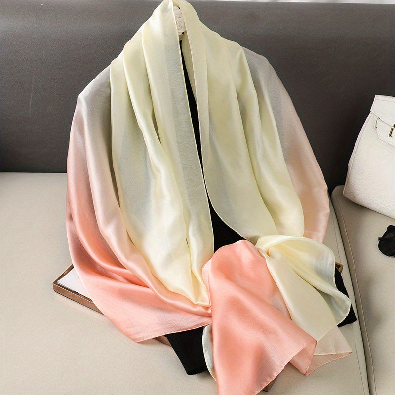 Gradient Silk Shawl Windproof Travel Scarf for Women
