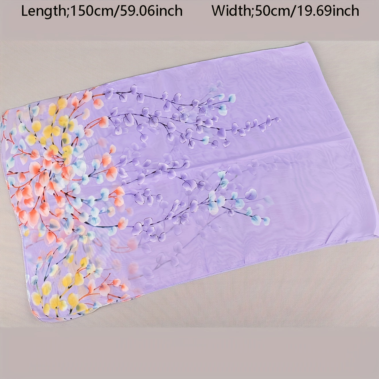 Leaf Print Chiffon Scarf Breathable Shawl Women Outdoor Head Wrap