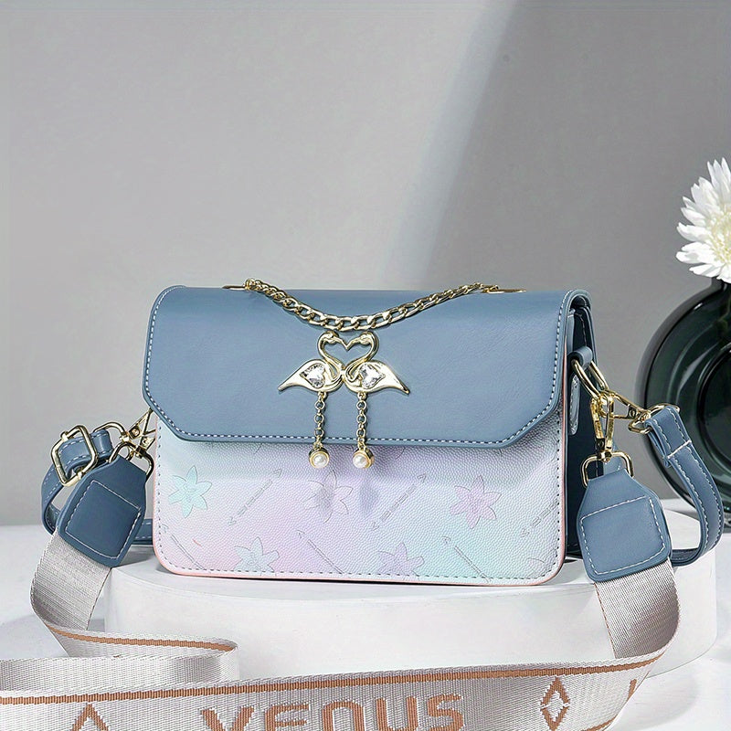 Flower Embossed Gradient Shoulder Bag