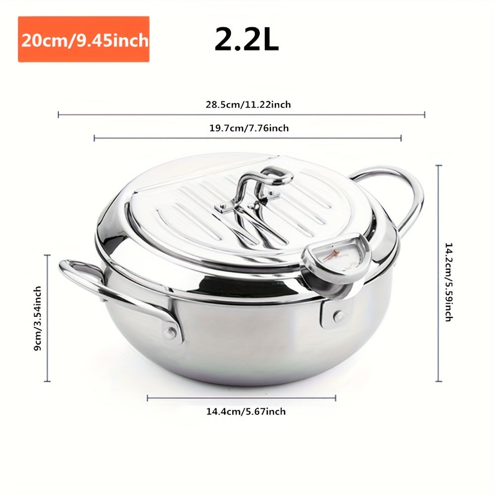Kitchen Cooking Pot Deep Frying Tempura Fryer Pan Temperature Controllable