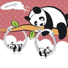 Panda Hoop Earrings Animal Ear Jewelry Women Girls