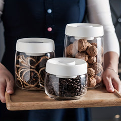 Glass Press Vacuum Seal Kitchen Storage Jar Airtight Containers
