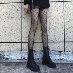 Argyle Pattern Fishnet Tights High Waist Mesh Pantyhose
