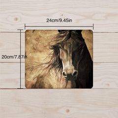 Yellow Sand Horse Pattern Printed Mouse Pad Anti slip Rubber Base
