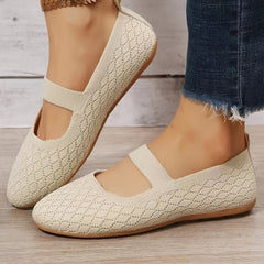 Women's Knitted Flat Shoes Comfortable Cut out Non Slip Elastic Slip On Shoes