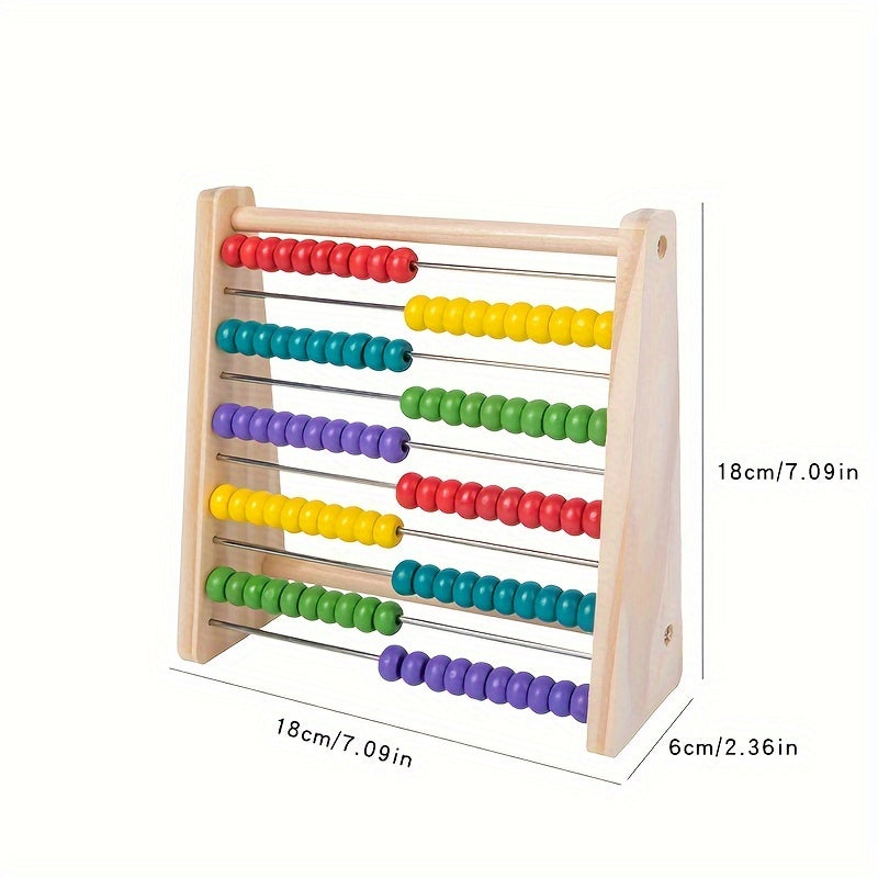 Colorful Wooden Abacus with 10 Bead Rows Math Education Play Educational Toy