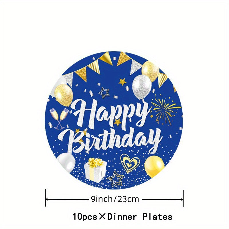Boy Birthday Party Supplies Set - Tableware Plate Cup Tissue Tablecloth Banner