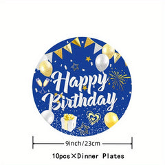 Boy Birthday Party Supplies Set - Tableware Plate Cup Tissue Tablecloth Banner