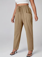  High Rise Tapered Leg Trousers With Pockets