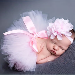 Newborn Baby Girls Tutu Skirt Headband Set Flower Hairband Infant Toddler Dress