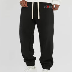 V Graphic Print Loose Fit Sweatpants