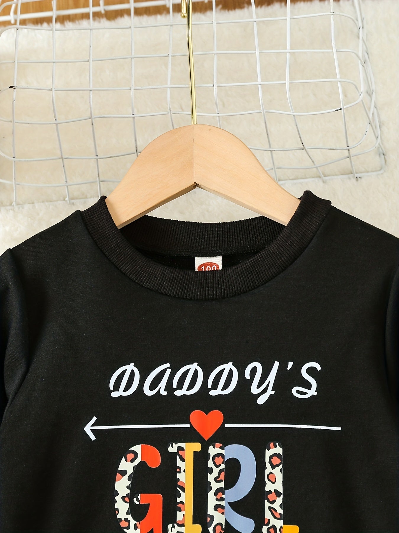 Daddy's Girl Print Crew Neck Sweatshirt Top For Girls