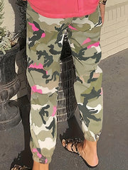  Camo Elastic Drawstring High Rise Jogger Trousers