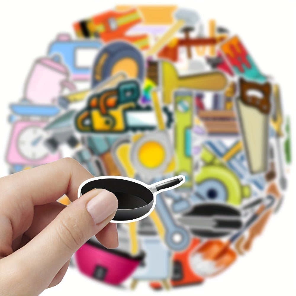 54pcs Tool Themed Stickers for DIY Crafts Scrapbooking Tablet
