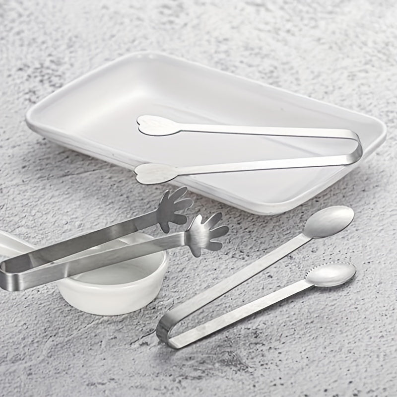 Stainless Steel Palm Leaf Heart Shaped Ice Tong Bar Coffee Milk Tea Sugar Clip