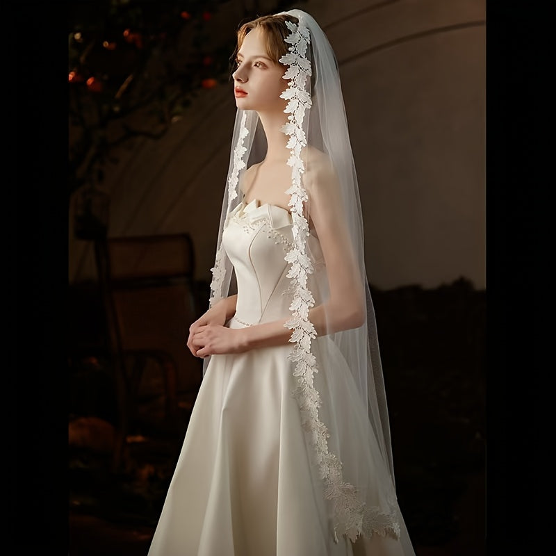 Ivory Bridal Veil for Wedding Ceremony and Photography