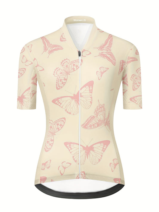 Women's Butterfly Print Cycling Jersey Slim Fit