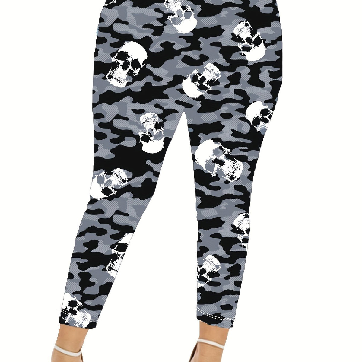 Camo & Skull Print Skinny Leggings for Women