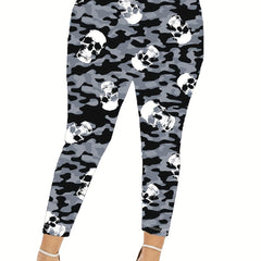 Camo & Skull Print Skinny Leggings for Women