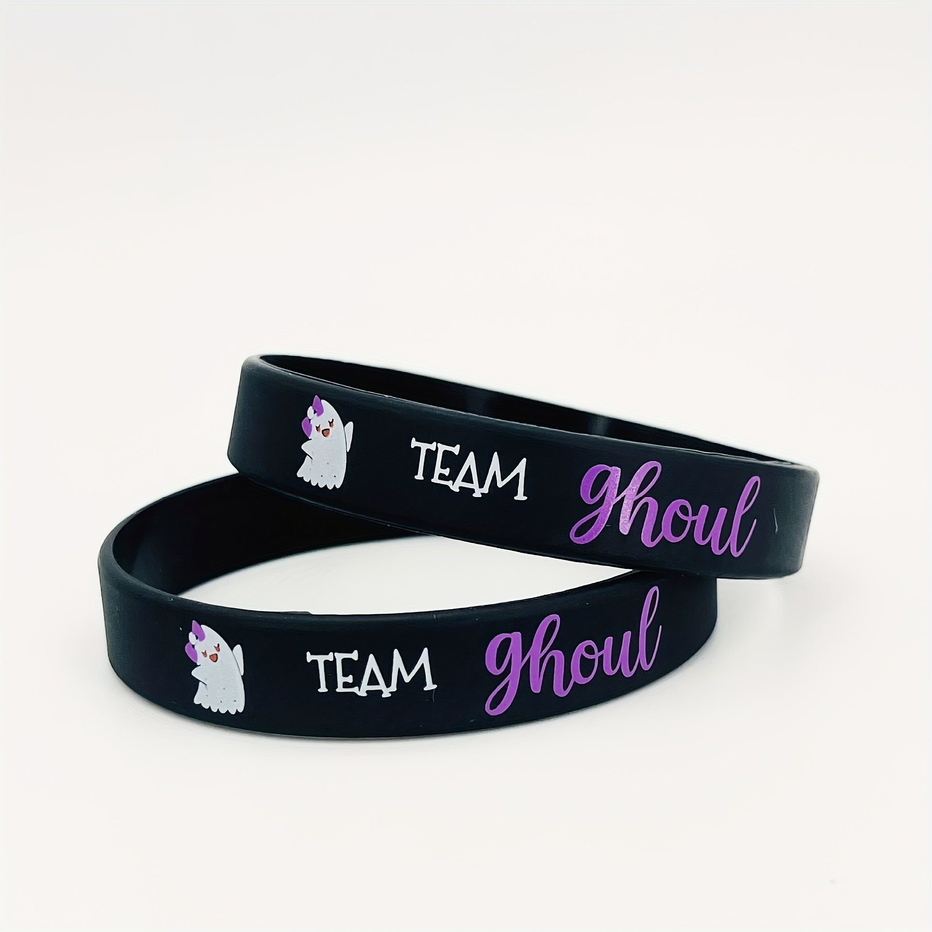 6pcs Halloween Ghost Print Wristband Silicone Bracelet