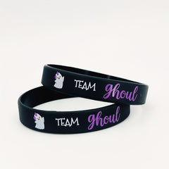 6pcs Halloween Ghost Print Wristband Silicone Bracelet