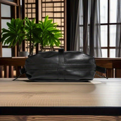 Cream Leather Shoulder Bag with Detachable Strap