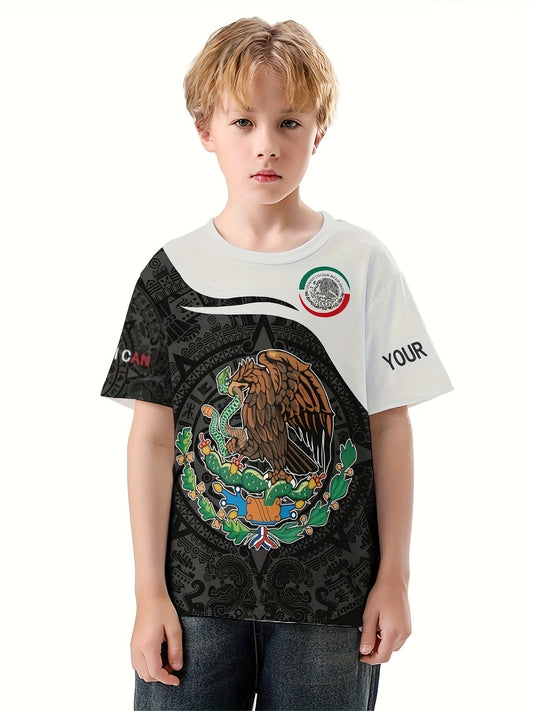 MEXICO Flag 3D Print Boy's Casual Tees Short Sleeve Comfy T shirt Kids