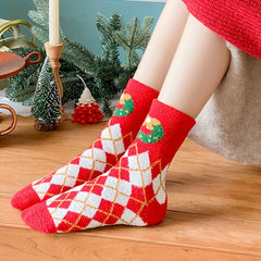5 Pairs Christmas Print Socks for Women