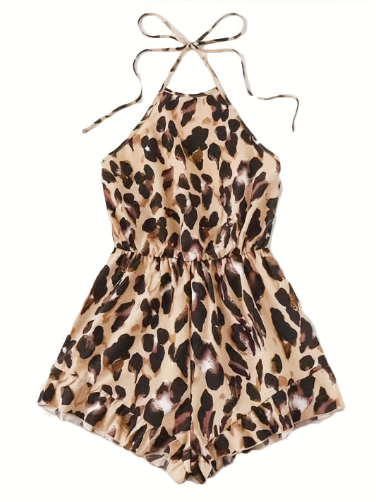  Sexy Leopard Print Halter Neck Romper