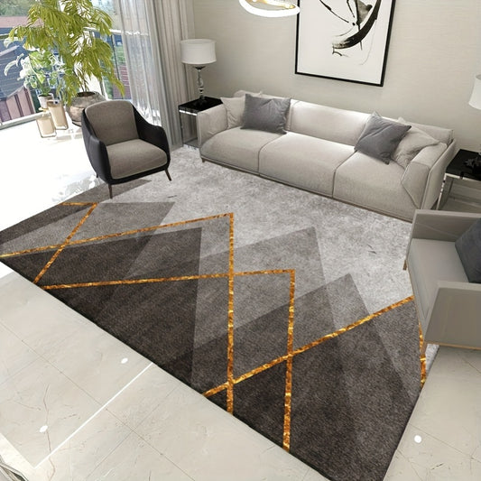 Nordic Abstract Area Rug Golden Lines Floor Mat