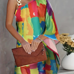  Casual Dress Women's Plus Colorblock Painting Print
