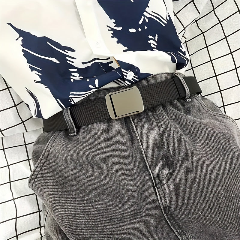 Dark Grey Square Alloy Belt for Business and Leisure