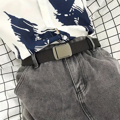 Dark Grey Square Alloy Belt for Business and Leisure
