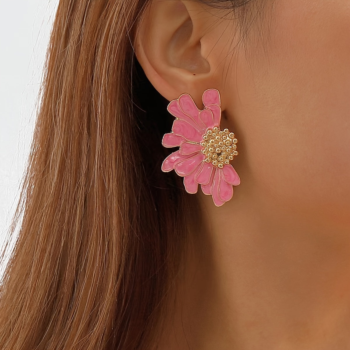 2pcs Alloy Flower Stud Earrings Vintage Style